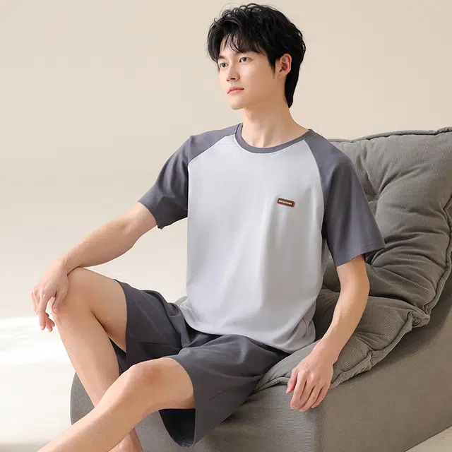 芬腾可安 休闲经典时尚简约舒适亲肤圆领家居服睡衣套装 男款 灰色