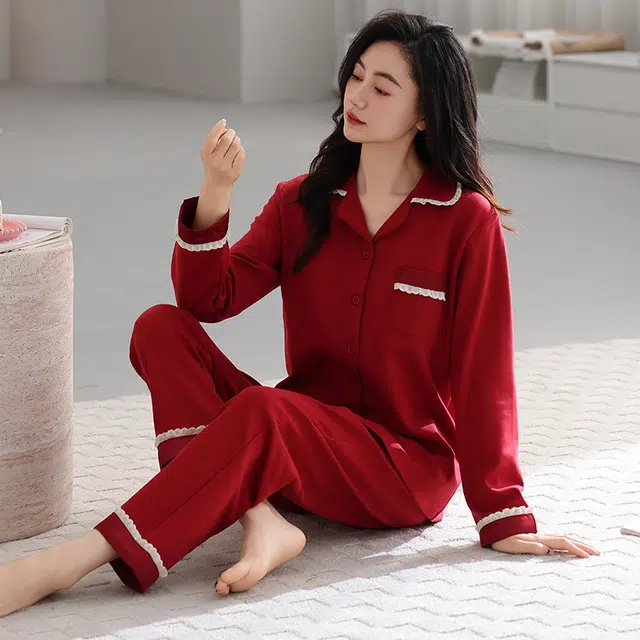 芬腾可安 纯棉喜庆休闲少女外出可穿设计感春秋家居服睡衣套装 女款