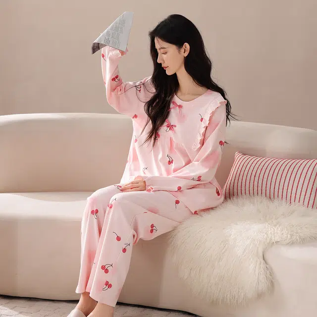 芬腾可安 春秋柔软设计感显瘦少女感百搭亲肤慵懒宽松家居服睡衣套装 女款