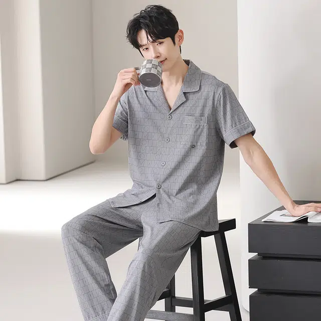 芬腾可安 可外穿时尚气质舒适休闲显瘦遮肉大学生宿舍可穿家居服睡衣套装 男款