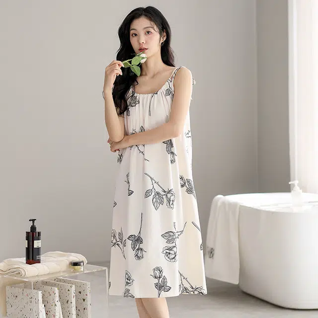 芬腾可安 无袖吊带亲肤时尚舒适透气百搭带胸垫睡裙 女款