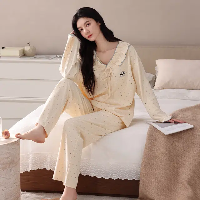 芬腾可安 春秋柔软设计感少女感慵懒宽松显瘦百搭亲肤家居服睡衣套装 女款