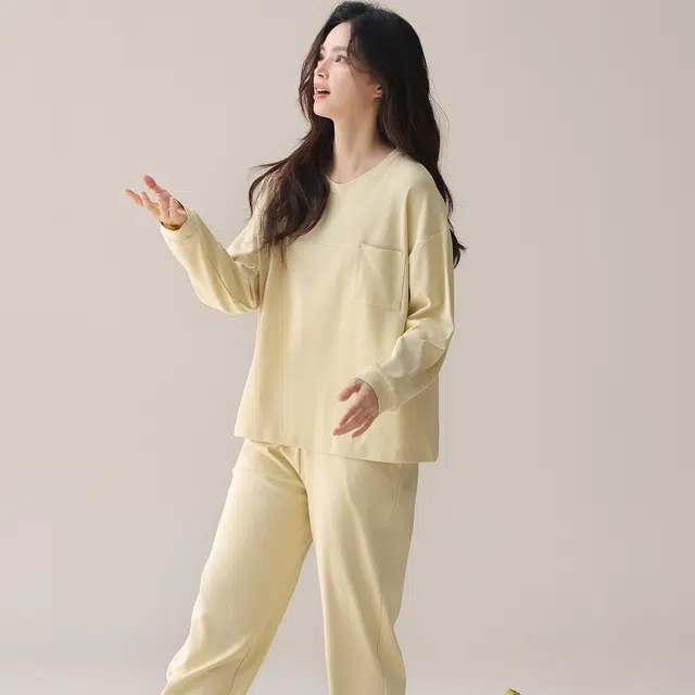 芬腾可安 简约休闲抗菌舒适少女感显瘦轻盈春秋遮肉家居服睡衣套装 女款