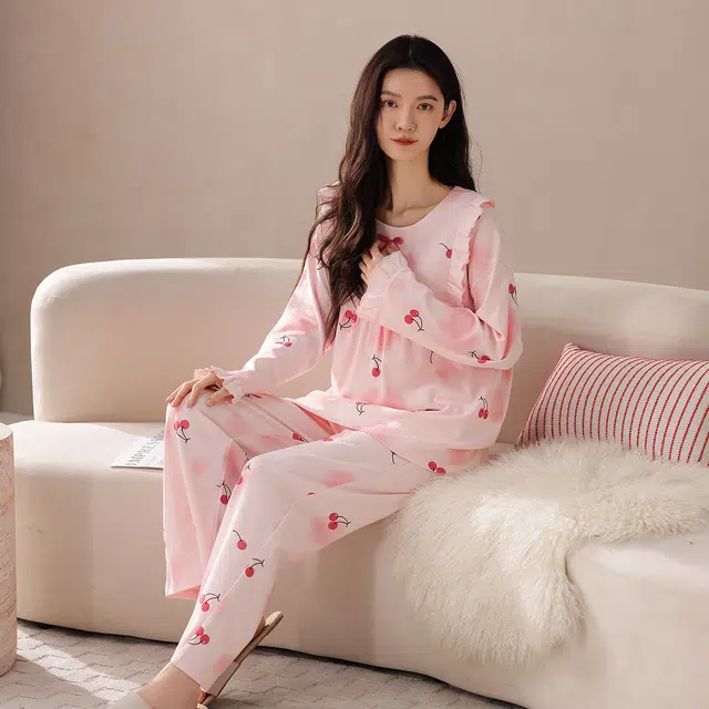 芬腾可安 春秋柔软设计感显瘦少女感百搭亲肤慵懒宽松家居服睡衣套装 女款