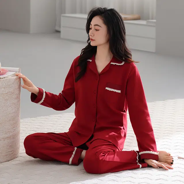 芬腾可安 纯棉喜庆休闲少女外出可穿设计感春秋家居服睡衣套装 女款