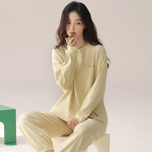 芬腾可安 简约休闲抗菌舒适少女感显瘦轻盈春秋遮肉家居服睡衣套装 女款