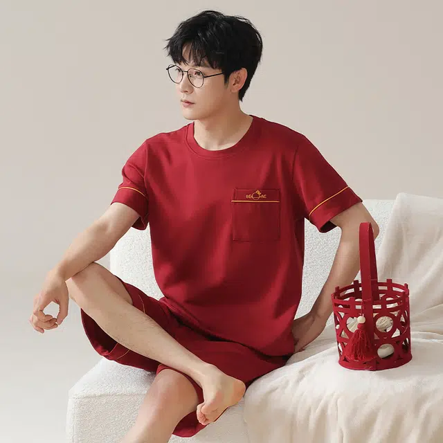 芬腾可安 可外穿时尚气质高级感舒适柔软家居服短袖五分裤睡衣套装 男款