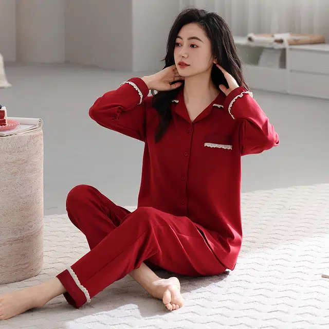 芬腾可安 纯棉喜庆休闲少女外出可穿设计感春秋家居服睡衣套装 女款