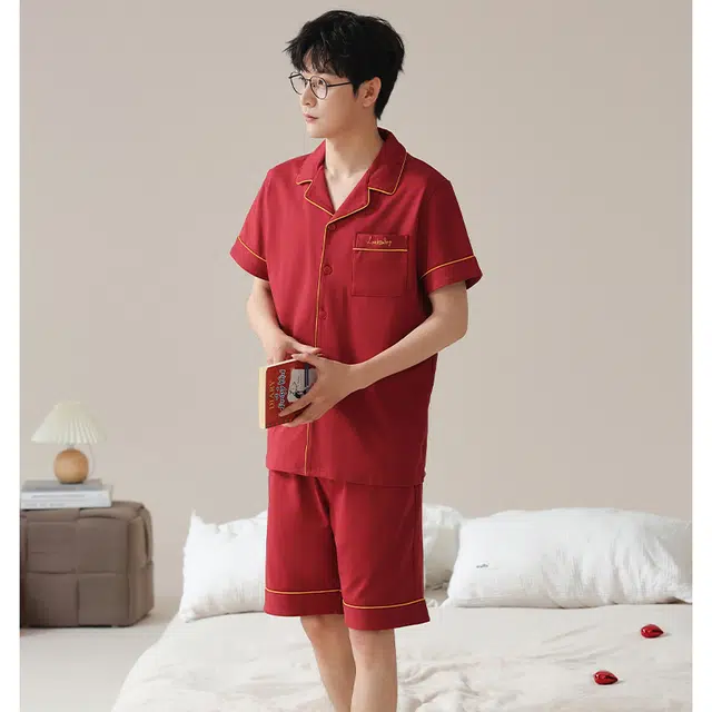 芬腾可安 柔软时尚气质高级感舒适家居服短袖五分裤睡衣套装 男款
