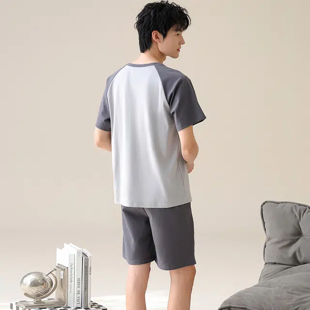 芬腾可安 休闲经典时尚简约舒适亲肤圆领家居服睡衣套装 男款 灰色