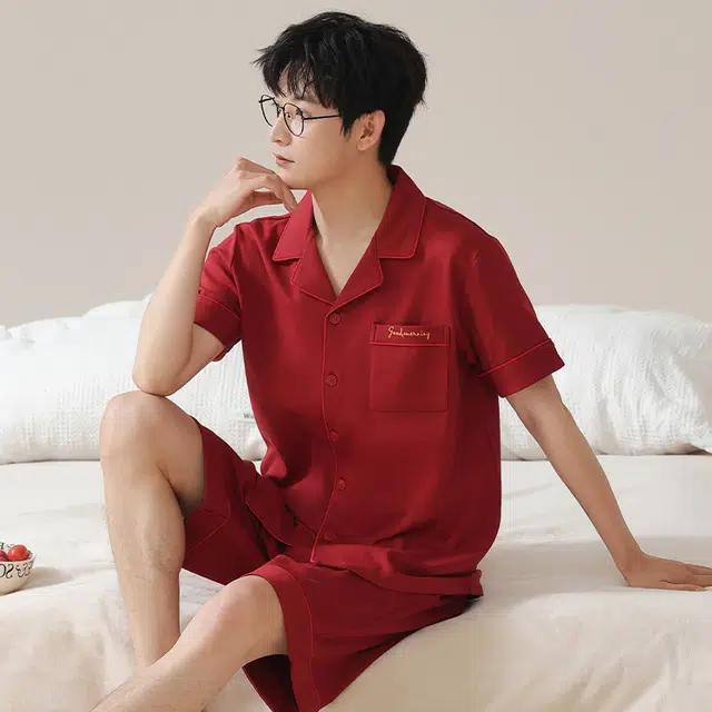 芬腾可安 时尚气质高级感舒适柔软家居服短袖五分裤睡衣套装 男款
