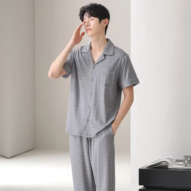 芬腾可安 可外穿时尚气质舒适休闲显瘦遮肉大学生宿舍可穿家居服睡衣套装 男款
