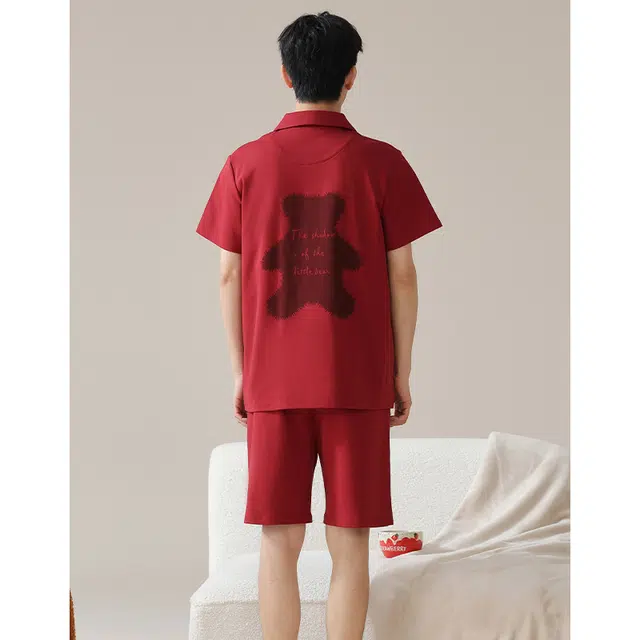 芬腾可安 可外穿时尚气质柔软高级感舒适家居服短袖五分裤睡衣套装 男款