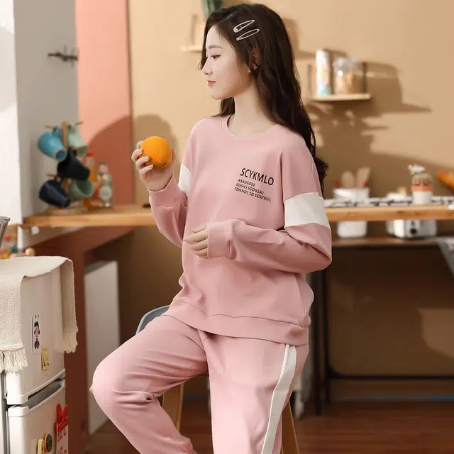 芬腾可安 经典纯棉情侣款简约春秋柔软设计感时尚舒适亲肤家居服睡衣套装 女款