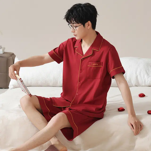 芬腾可安 柔软时尚气质高级感舒适家居服短袖五分裤睡衣套装 男款