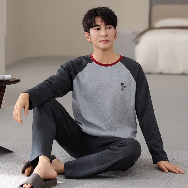 芬腾可安 春秋外出可穿少年感套头宽松亲肤家居服睡衣套装 男款