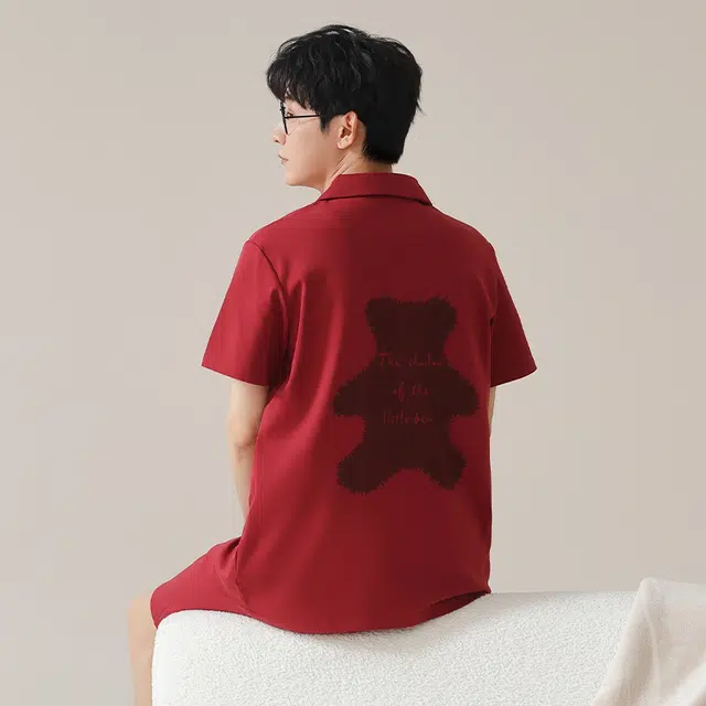 芬腾可安 可外穿时尚气质柔软高级感舒适家居服短袖五分裤睡衣套装 男款