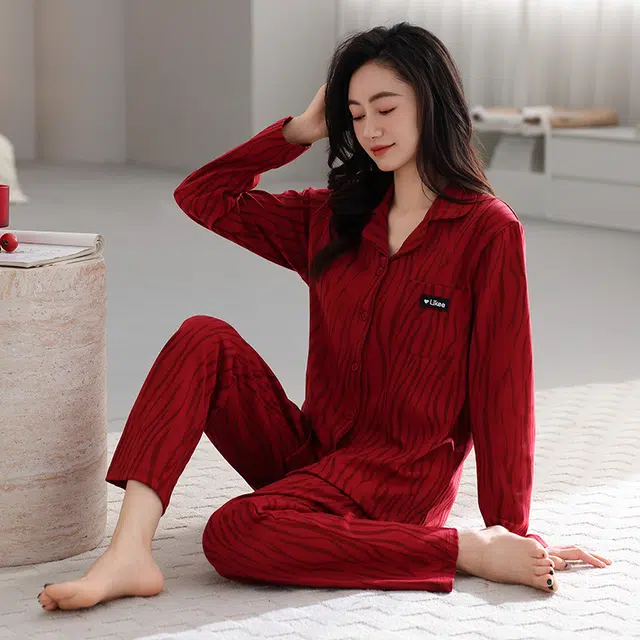 芬腾可安 纯棉喜庆外出可穿设计感春秋休闲少女家居服睡衣套装 女款
