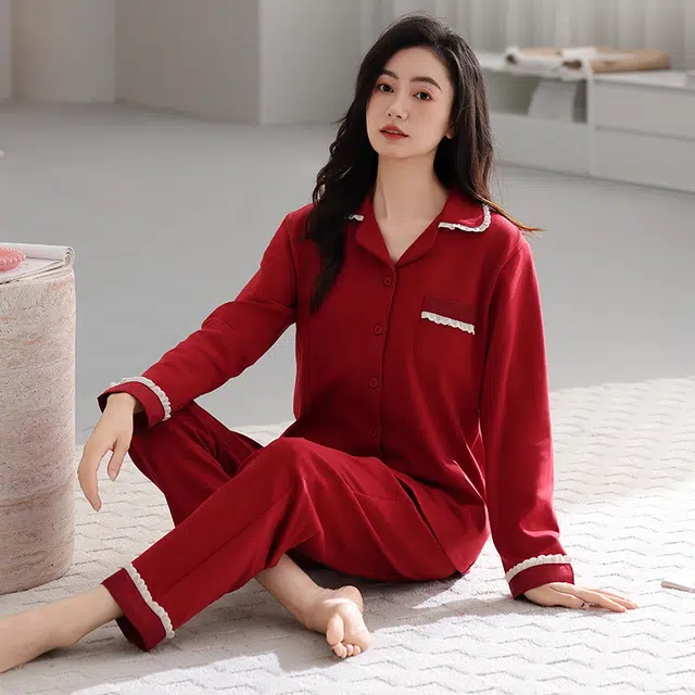 芬腾可安 纯棉喜庆休闲少女外出可穿设计感春秋家居服睡衣套装 女款