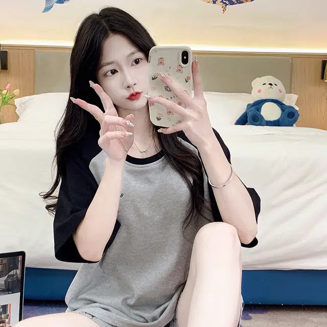 芬腾可安 可外穿圆领轻便带胸垫一体式甜美柔软设计感亲肤简约亲肤大学生家居服睡衣套装 女款