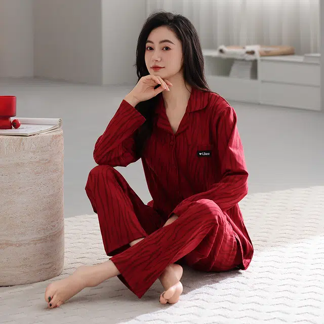 芬腾可安 纯棉喜庆外出可穿设计感春秋休闲少女家居服睡衣套装 女款