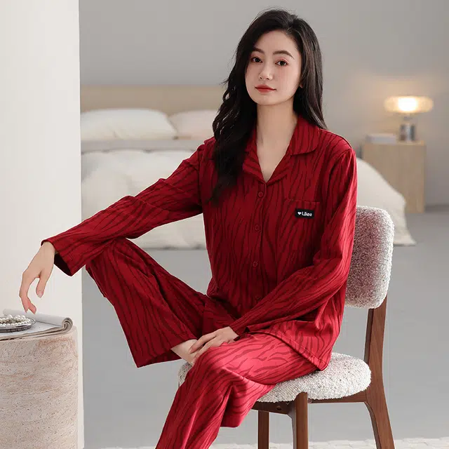 芬腾可安 纯棉喜庆外出可穿设计感春秋休闲少女家居服睡衣套装 女款