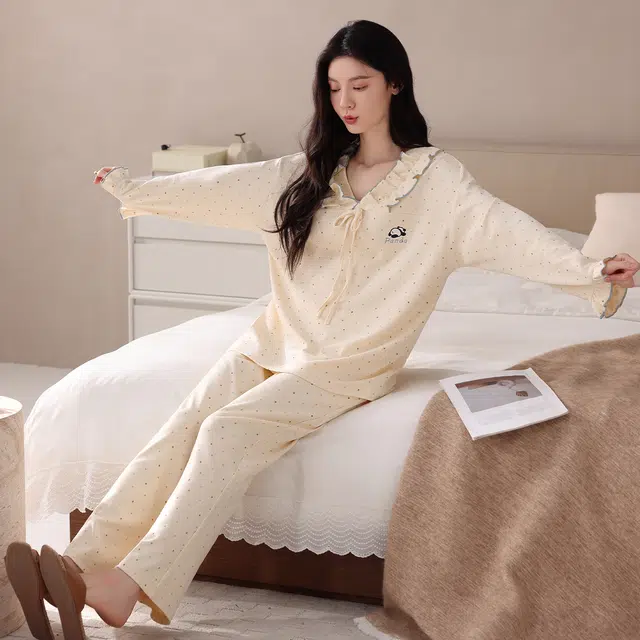 芬腾可安 春秋柔软设计感少女感慵懒宽松显瘦百搭亲肤家居服睡衣套装 女款