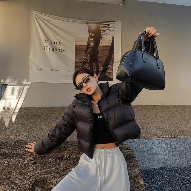 花蔓色 美式立领纯色美拉德外套短款加厚小个子面包服经典韩版宽松显瘦修身保暖舒适时尚肯豆风棉服 女款