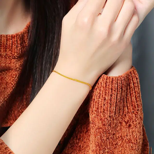 克拉日记 极简古法金色迷你小米珠鲍鱼扣手工编织女高级感设计手饰招财平安好运礼盒装 合金 手链 男女同款情侣款