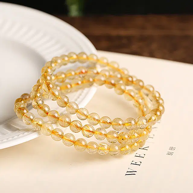 克拉日记 新中式国潮多圈 晶体圆润饱满手饰招财平安好运礼盒装 金发晶 手串 男女同款情侣款