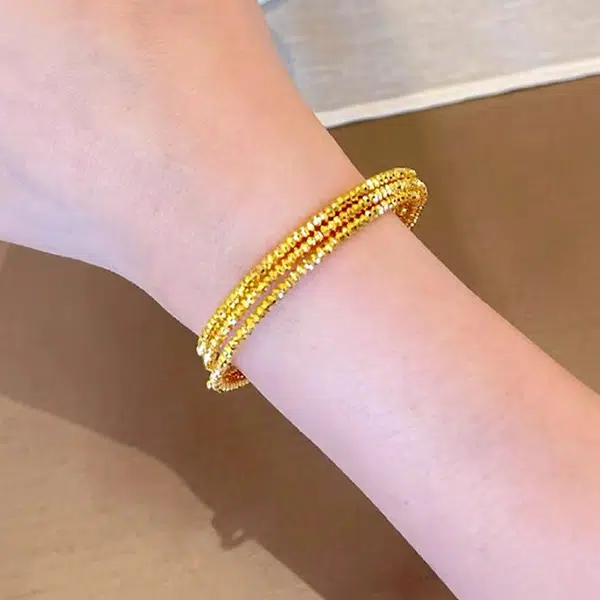 克拉日记 转运珠碎银子蹦迪珠素圈伸缩可复原三生三世手环 高级感小众不撞款时尚设计感缠绕气质百搭爆闪多层弹力 合金 手镯 女款