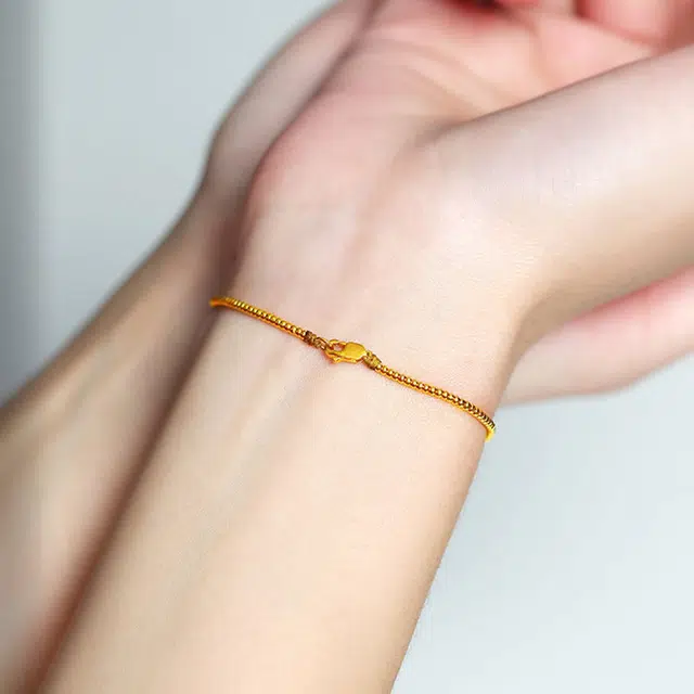 克拉日记 极简古法金色迷你小米珠鲍鱼扣手工编织女高级感设计手饰招财平安好运礼盒装 合金 手链 男女同款情侣款