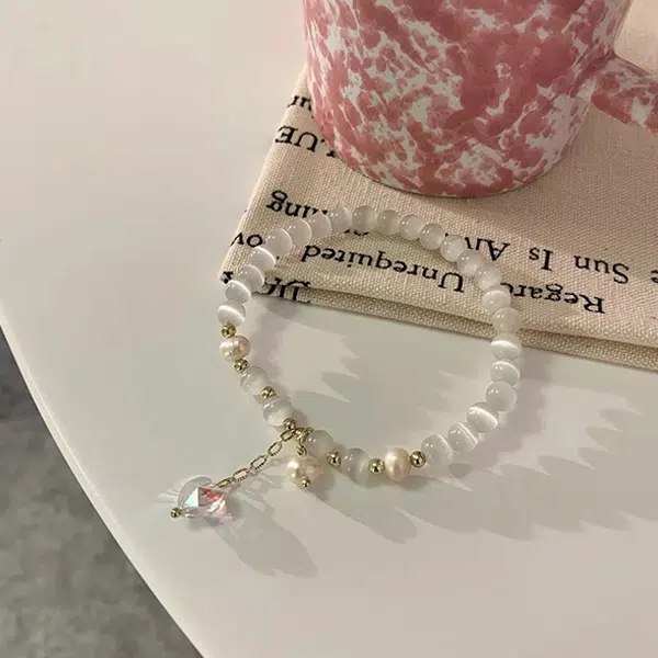 克拉日记 爱心 轻奢高级优雅大气 琉璃 玉石手串 女款