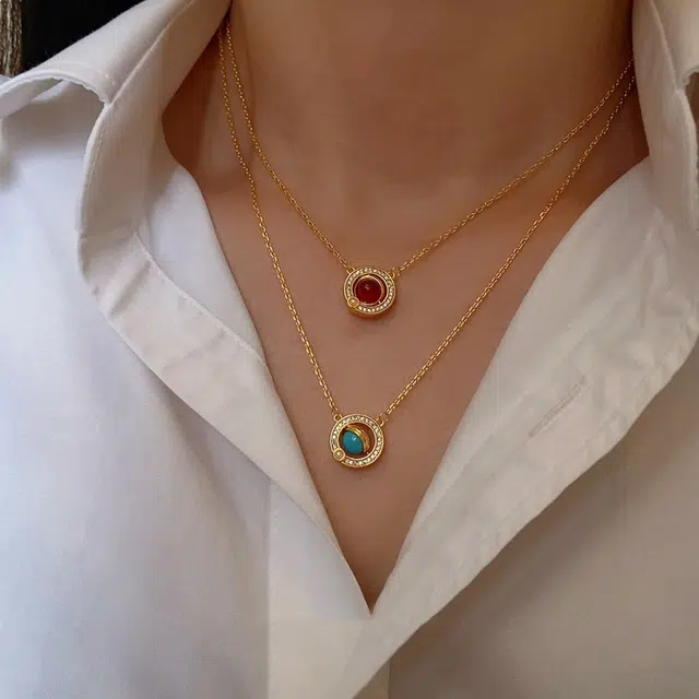 克拉日记 树脂仿珍珠法式复古轻奢圆形轨道星球小众设计高级感气质百搭颈链锁骨链锁骨链礼盒装 合金 项链 女款