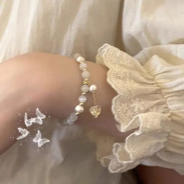 克拉日记 爱心 轻奢高级优雅大气 琉璃 玉石手串 女款