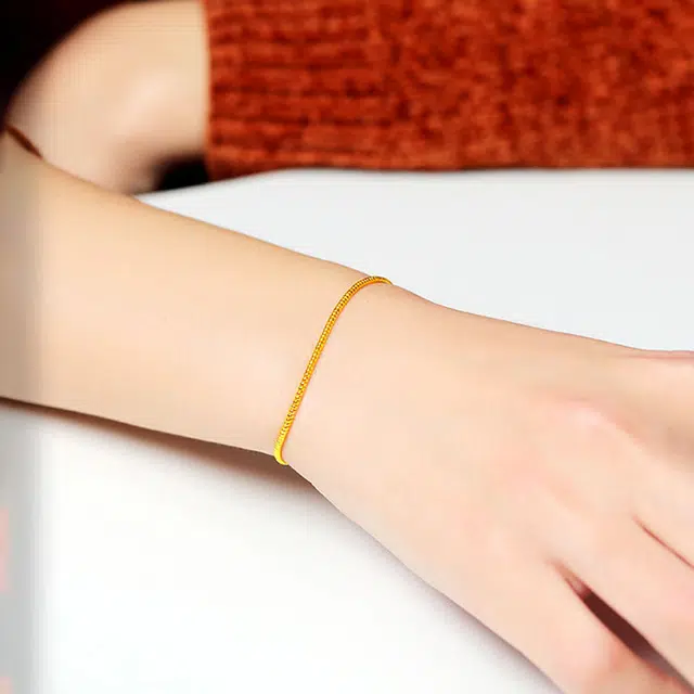 克拉日记 极简古法金色迷你小米珠鲍鱼扣手工编织女高级感设计手饰招财平安好运礼盒装 合金 手链 男女同款情侣款