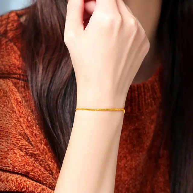 克拉日记 极简古法金色迷你小米珠鲍鱼扣手工编织女高级感设计手饰招财平安好运礼盒装 合金 手链 男女同款情侣款