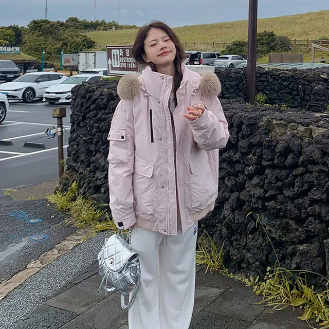 玉儿恋 韩系学院风甜美工装多口袋毛领甜心学院派高级感小众风小个子棉服 女款