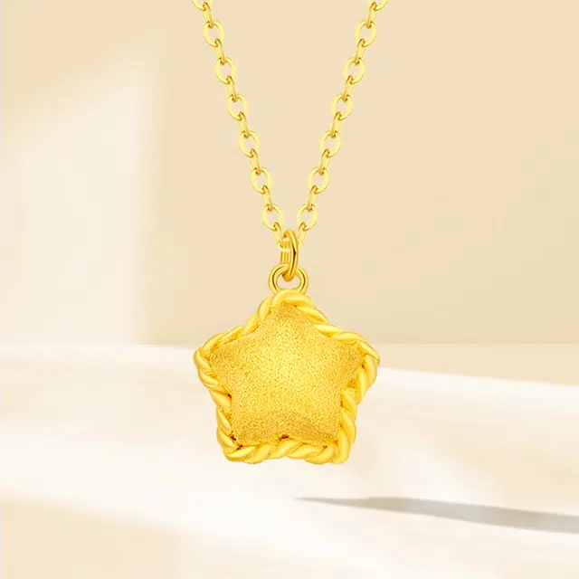 花见羞 幸运五角星 抛光工艺 闪耀轻奢小众气质清新甜美许愿星 足金 按克计价 黄金项链 女款