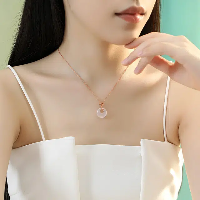 花见羞 小杏运平安扣  新中式国潮复古银杏叶  轻奢气质小众设计感 玉髓 项链 女款