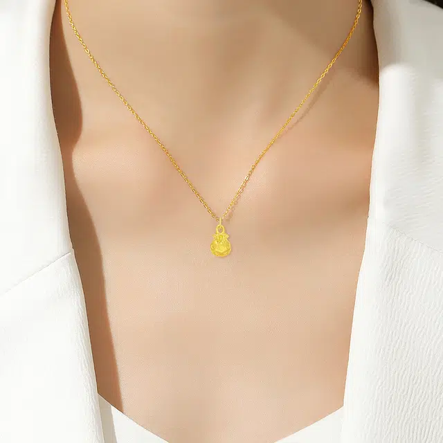 花见羞 爱心蝴蝶结福袋招财纳福转运本命年 足金 黄金项链 女款