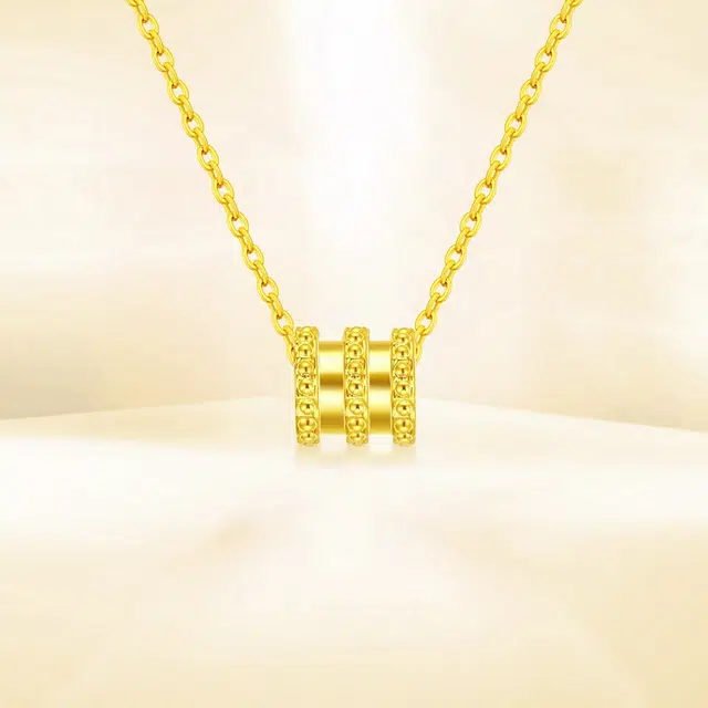 花见羞 黄金路路通转运珠小众设计锁骨链 足金 定价金 黄金项链 女款