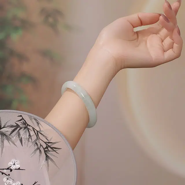 翠王妃 不知春贵妃镯新中式青山黛清冷感小众精致气质温婉素圈 金丝玉 玉石手镯 女款