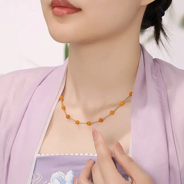 翠王妃 锦安 新中式国风锦上添花小米诸事顺利天官赐福八方来财#好运 名贵玉石蜜蜡 项链 男女同款情侣款