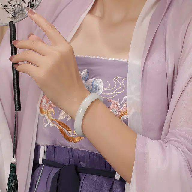 翠王妃 不知春贵妃镯新中式青山黛清冷感小众精致气质温婉素圈 金丝玉 玉石手镯 女款