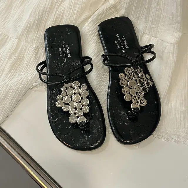 黑恐龙 百搭舒适时尚 防磨防滑人字拖鞋 女款