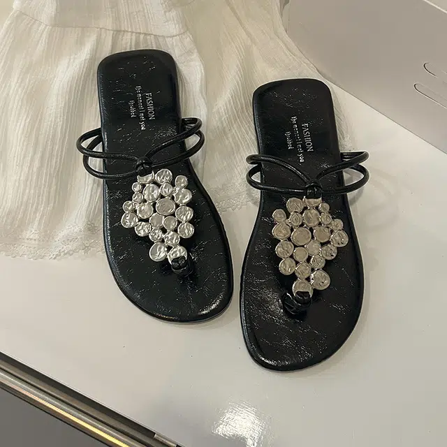 黑恐龙 百搭舒适时尚 防磨防滑人字拖鞋 女款
