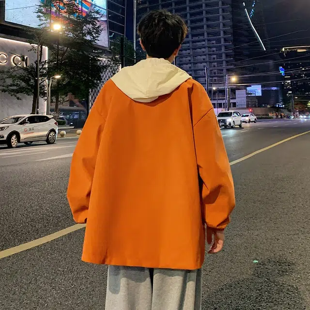 物质公式 美式复古高街学院风大口袋设计感拉链无性别主义基础款单排扣简约工装水洗做旧透气百搭宽松连帽休闲牛仔外套 男女同款