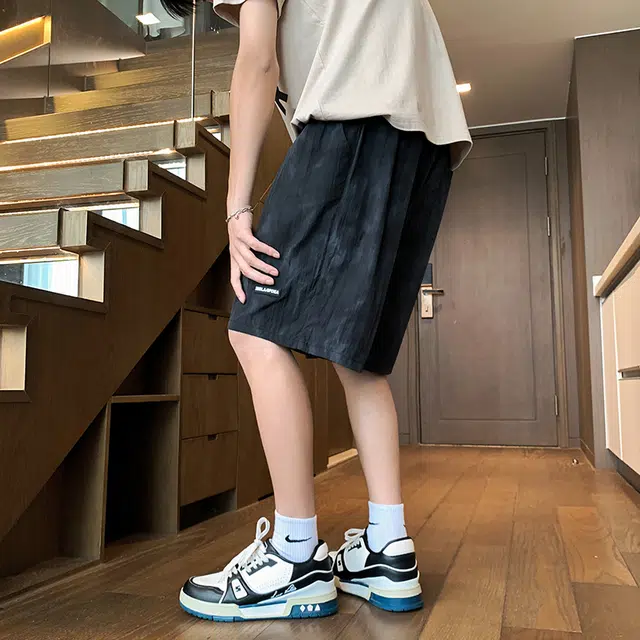 物质公式 美式复古基础款潮流五分裤纯色简约学院风宽松透气舒适亲肤抽绳系带休闲短裤 男女同款