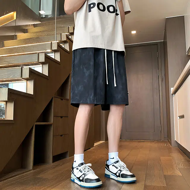 物质公式 美式复古基础款潮流五分裤纯色简约学院风宽松透气舒适亲肤抽绳系带休闲短裤 男女同款